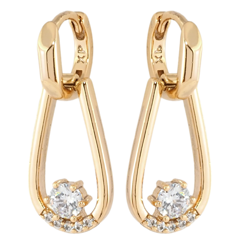 Сережки Xuping Позолота 18K підвіски на колечках Петельки з цирконієм фото №2 Сережки Xuping Позолота 18K підвіски на колечках Петельки з цирконієм фото №2