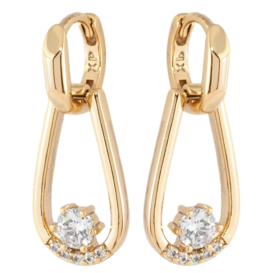 Сережки Xuping Позолота 18K підвіски на колечках Петельки з цирконієм фото №1 Сережки Xuping Позолота 18K підвіски на колечках Петельки з цирконієм фото №1