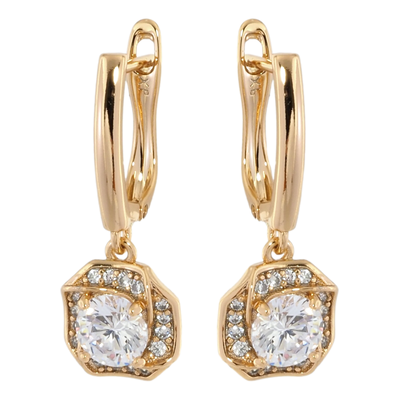 Сережки Xuping Позолота 18K англійський замок Декоративні підвіски з цирконієм фото №2 Сережки Xuping Позолота 18K англійський замок Декоративні підвіски з цирконієм фото №2