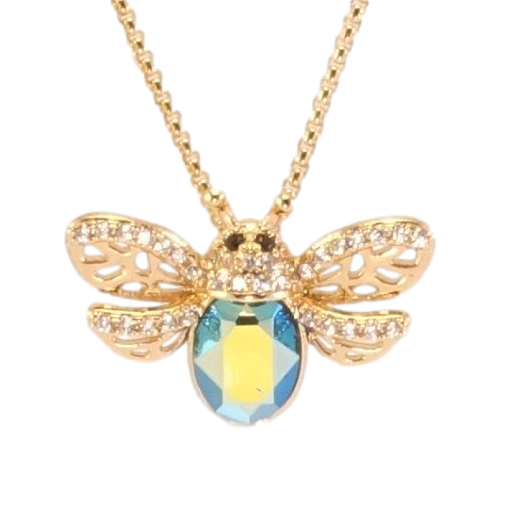 Кулон Xuping колір 18K з кр-ми Swarovski на ланцюжку Мушка з кристалом Aquamarine довжина 40-45см х 1мм фото №9