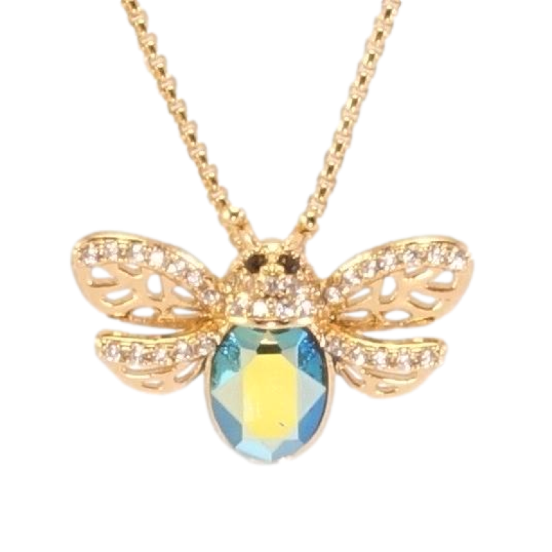 Кулон Xuping цвет 18K с кр-ми Swarovski на цепочке Мушка с кристаллом Aquamarine длина 40-45см х 1мм фото №1