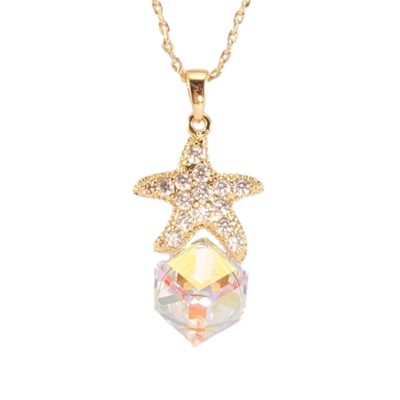 Кулон Xuping цвет 18K с кр-ми Swarovski на цепочке Куб Shimmer с морской звездой длина 40-45см х 1мм фото №11