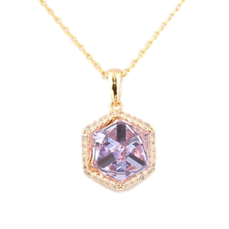 Кулон Xuping колір 18K з кр-ми Swarovski на ланцюжку Кристальний куб Tanzanite довжина 40-45см фото №2