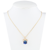 Кулон Xuping 18K з кр-ми Swarovski на ланцюжку Кристальний куб Capri Blue з бантиком довжина 40-45см х 1мм фото №2