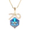 Кулон Xuping 18K з кр-ми Swarovski на ланцюжку Кристальний куб Capri Blue з бантиком довжина 40-45см х 1мм фото №3