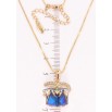 Кулон Xuping 18K з кр-ми Swarovski на ланцюжку Кристальний куб Capri Blue з бантиком довжина 40-45см х 1мм фото №4