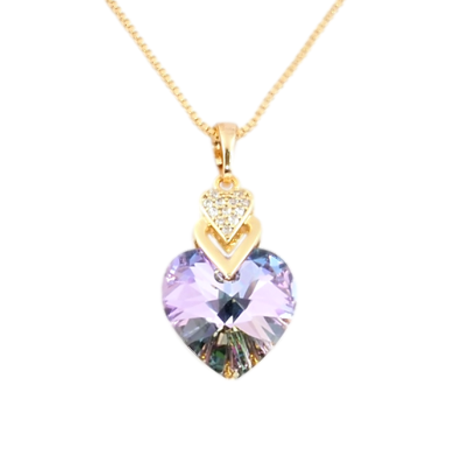 Кулон Xuping 18K с кр-ми Swarovski на цепочке Сердечки с кристаллом Paradise Shine дл. 40,5-46см х 1мм фото №1