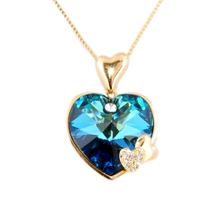 Кулон Xuping 18K с кр-ми Swarovski на цепочке Сердечки с кристаллом Capri Blue дл. 40-45см х 1мм фото №4 Кулон Xuping 18K с кр-ми Swarovski на цепочке Сердечки с кристаллом Capri Blue дл. 40-45см х 1мм фото №4