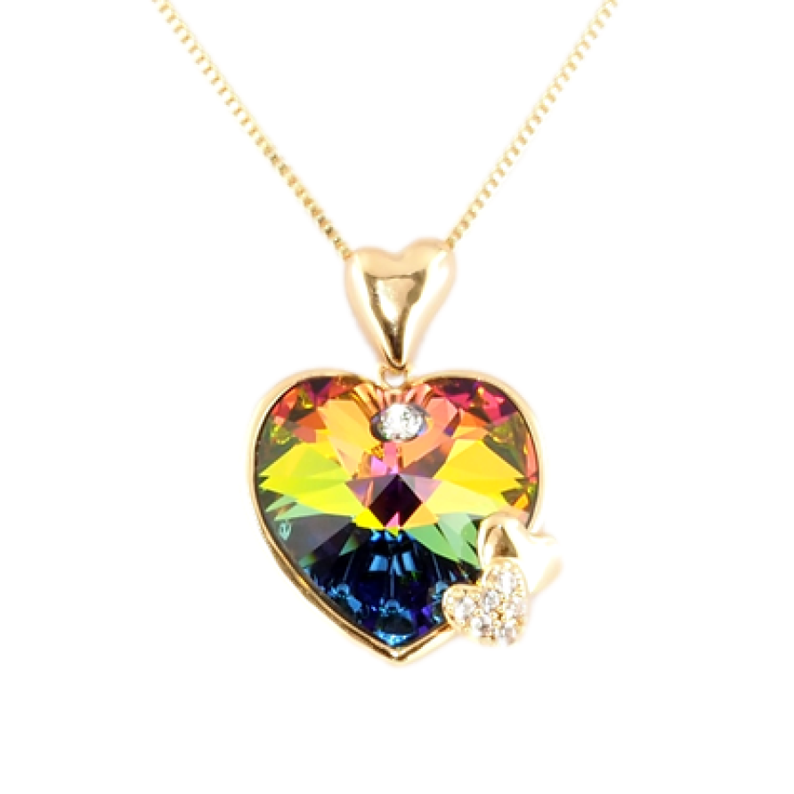 Кулон Xuping 18K с кр-ми Swarovski на цепочке Сердечки с кристаллом Vitrail Medium дл. 40-45см х 1мм фото №1 Кулон Xuping 18K с кр-ми Swarovski на цепочке Сердечки с кристаллом Vitrail Medium дл. 40-45см х 1мм фото №1
