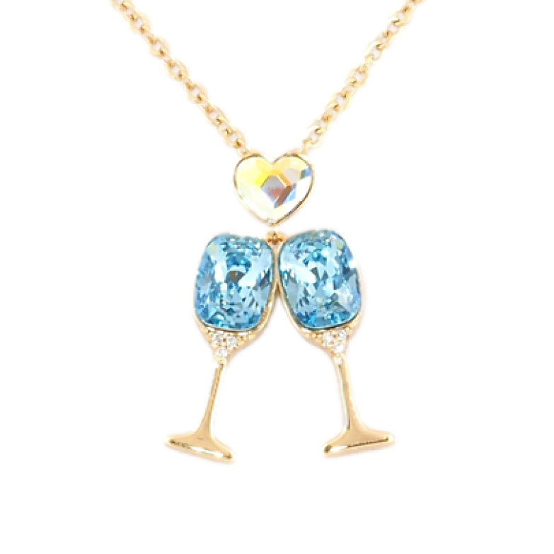 Кулон Xuping колір 18K з кр-ми Swarovski на ланцюжку Бокали з кристалами Aquamarine довжина 40-45см х 2мм фото №6 Кулон Xuping колір 18K з кр-ми Swarovski на ланцюжку Бокали з кристалами Aquamarine довжина 40-45см х 2мм фото №6