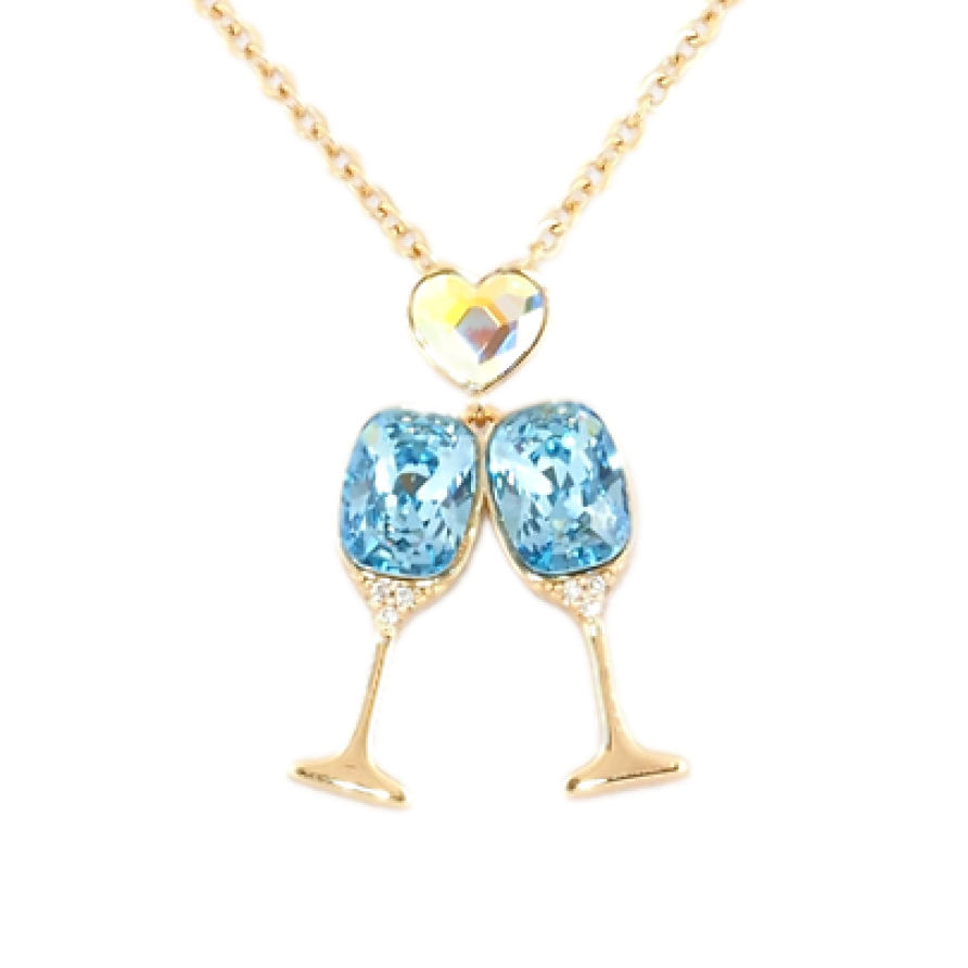 Кулон Xuping колір 18K з кр-ми Swarovski на ланцюжку Бокали з кристалами Aquamarine довжина 40-45см х 2мм фото №1 Кулон Xuping колір 18K з кр-ми Swarovski на ланцюжку Бокали з кристалами Aquamarine довжина 40-45см х 2мм фото №1