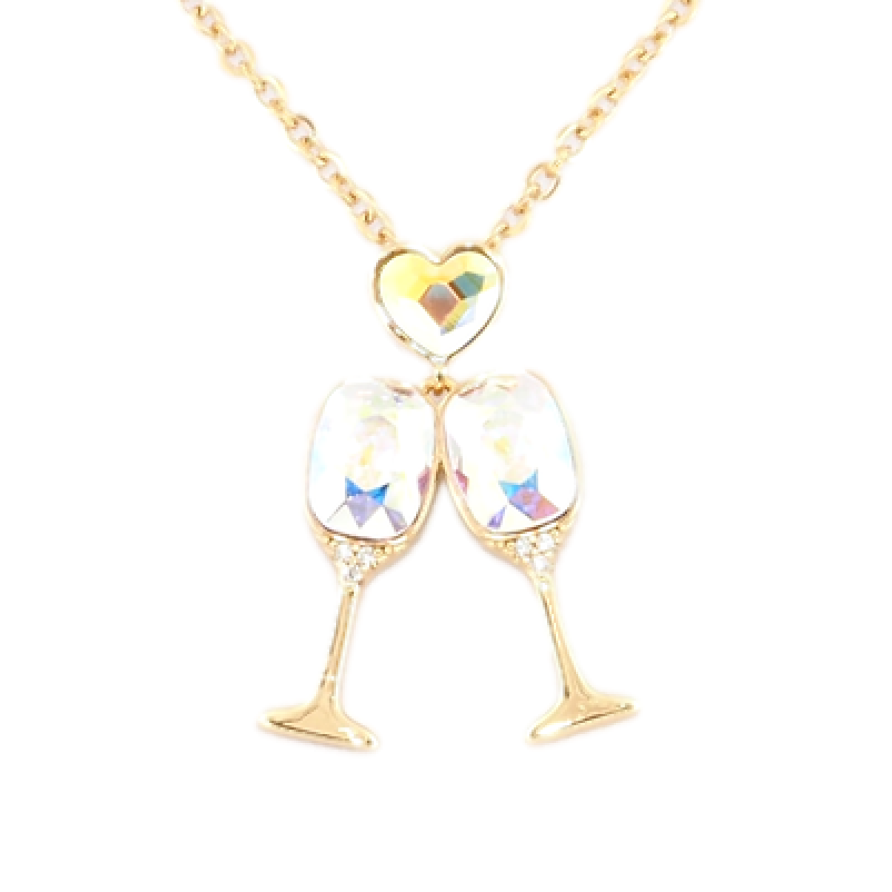 Кулон Xuping колір 18K з кр-ми Swarovski на ланцюжку Бокали з кристалами АВ довжина 40-45,5см х 2мм фото №1 Кулон Xuping колір 18K з кр-ми Swarovski на ланцюжку Бокали з кристалами АВ довжина 40-45,5см х 2мм фото №1