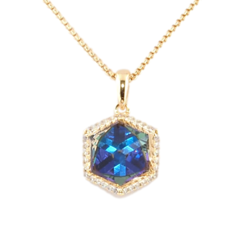 Кулон Xuping 18K з кр-ми Swarovski на ланцюжку Кристальний куб Majestic Blue довжина 40-45,5см х фото №1 Кулон Xuping 18K з кр-ми Swarovski на ланцюжку Кристальний куб Majestic Blue довжина 40-45,5см х фото №1