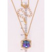 Кулон Xuping 18K с кр-ми Swarovski на цепочке Кристальный куб Majestic Blue длина 40-45,5см х фото №3