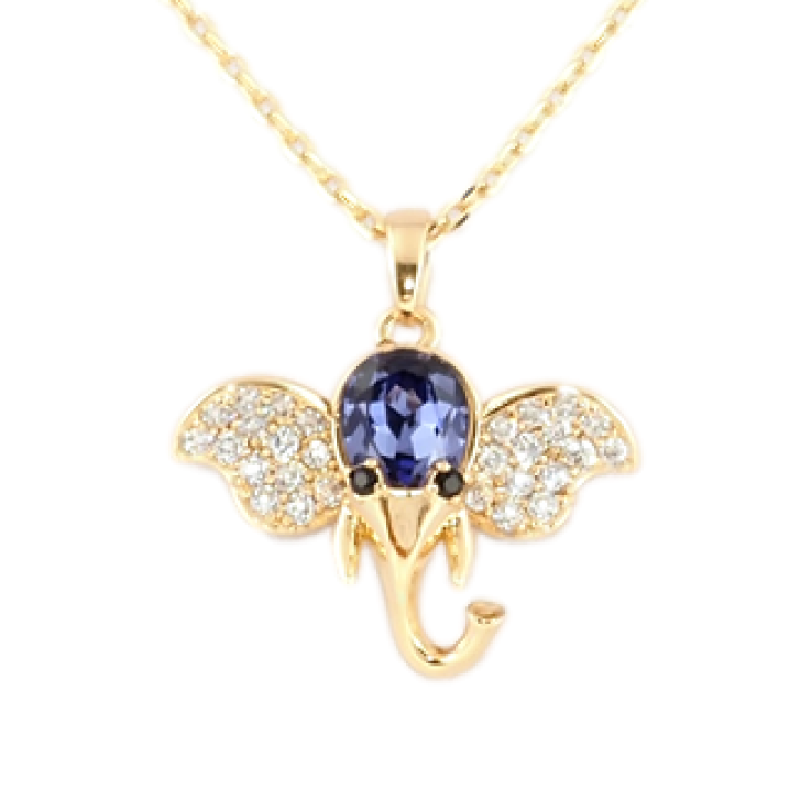 Кулон Xuping колір 18K з кр-ми Swarovski на ланцюжку Слон із кристалом Tanzanite довжина 40-45см х 1мм фото №8