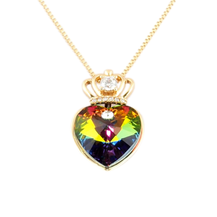 Кулон Xuping колір 18K з кр-ми Swarovski на ланцюжку Серце Vitrail Medium з короною довжина 39,5-44,5см х фото №19