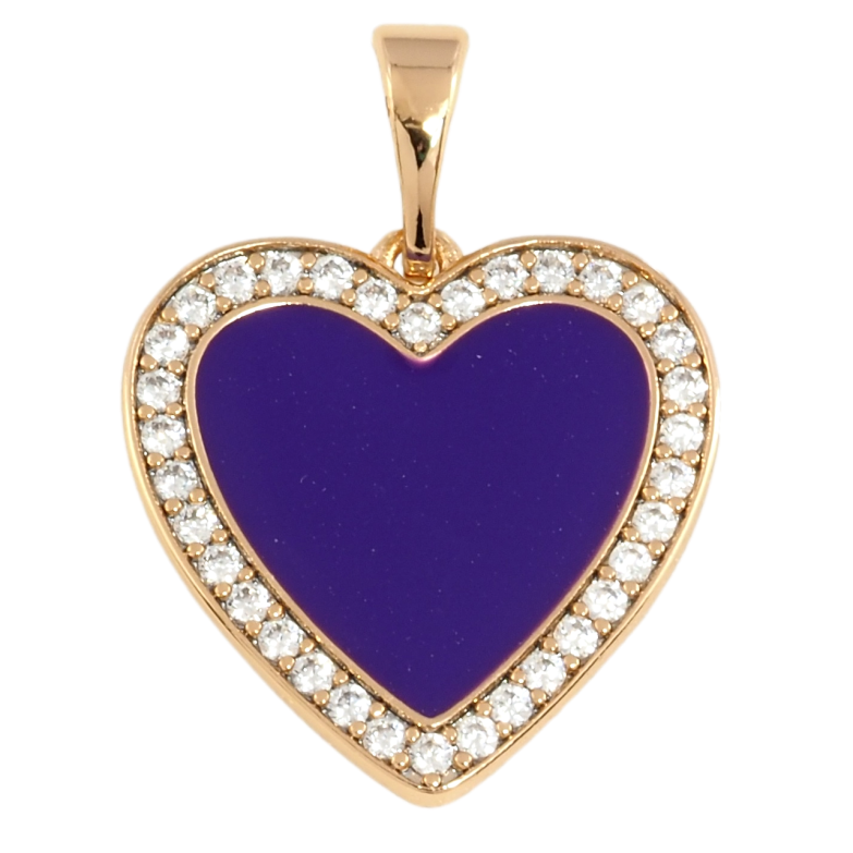Кулон Xuping Позолота 18K Серце з фіолетовою емаллю та цирконієм для ланцюжка до 5мм фото №1