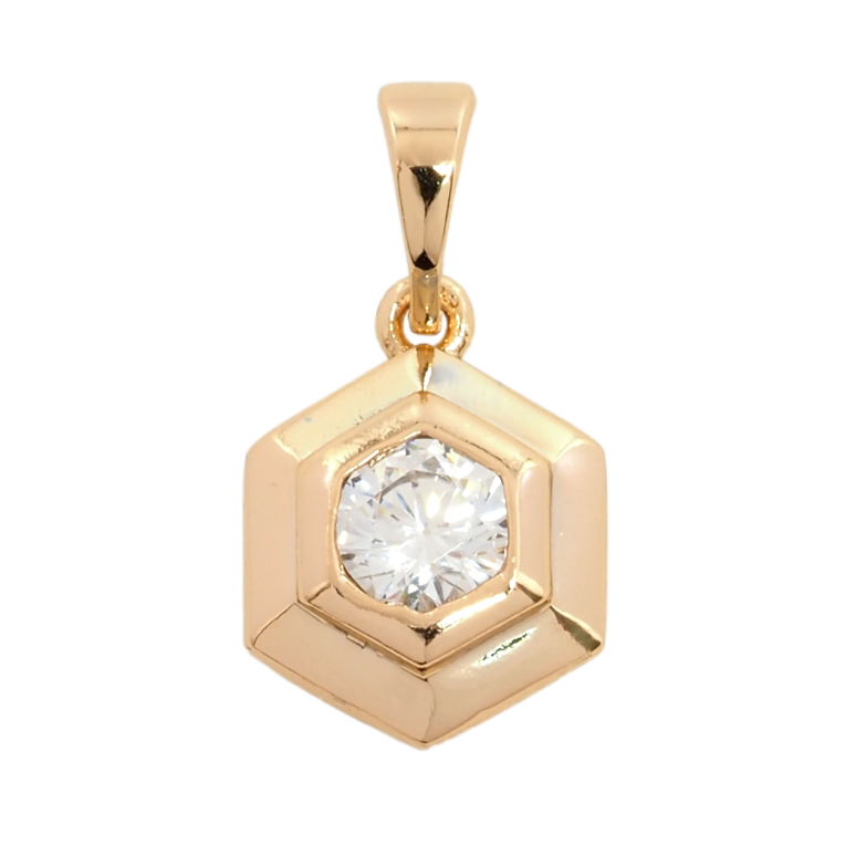 Кулон Xuping Позолота 18K Шестикутник із кристалом для ланцюжка до 5мм фото №2 Кулон Xuping Позолота 18K Шестикутник із кристалом для ланцюжка до 5мм фото №2