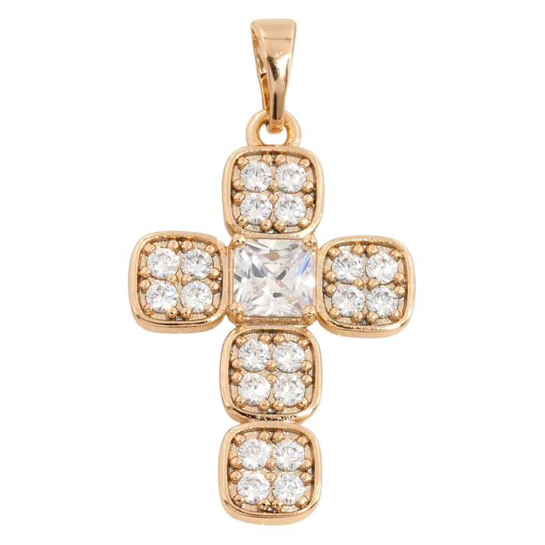 Кулон Xuping Позолота 18K Хрест із цирконієм для ланцюжка до 6мм фото №1 Кулон Xuping Позолота 18K Хрест із цирконієм для ланцюжка до 6мм фото №1