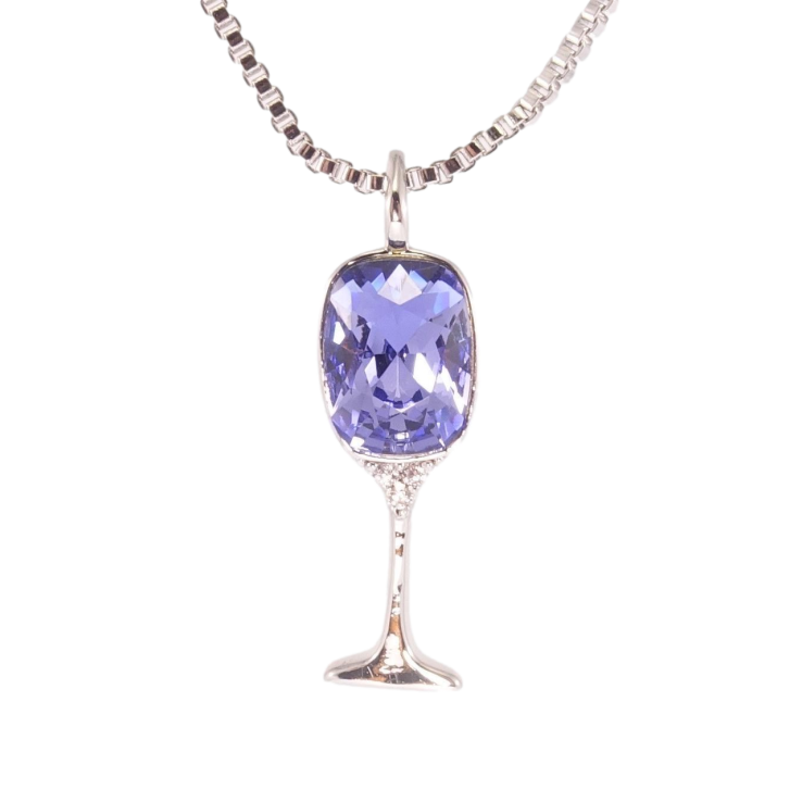 Кулон Xuping колір Родій з кр-ми Swarovski на ланцюжку Келих з кристалом Tanzanite дл. 41,5-46,5см х 1мм фото №15