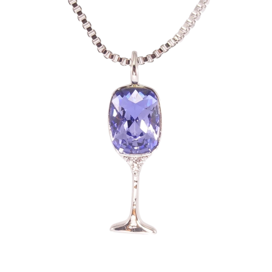 Кулон Xuping колір Родій з кр-ми Swarovski на ланцюжку Келих з кристалом Tanzanite дл. 41,5-46,5см х 1мм фото №1 Кулон Xuping колір Родій з кр-ми Swarovski на ланцюжку Келих з кристалом Tanzanite дл. 41,5-46,5см х 1мм фото №1