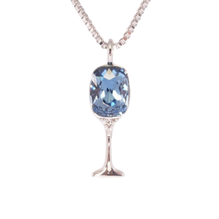 Кулон Xuping колір Родій з кр-ми Swarovski на ланцюжку Келих з кристалом Montana дл. 41,5-47см х 1мм фото №16