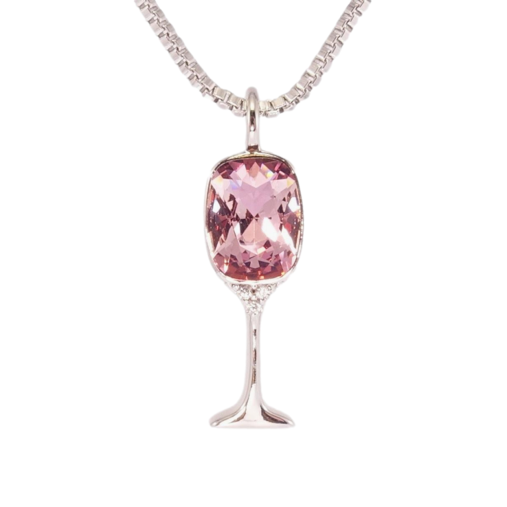 Кулон Xuping цвет Родий с кр-ми Swarovski на цепочке Бокал с кристаллом Amethyst дл. 42-47см х 1мм фото №24