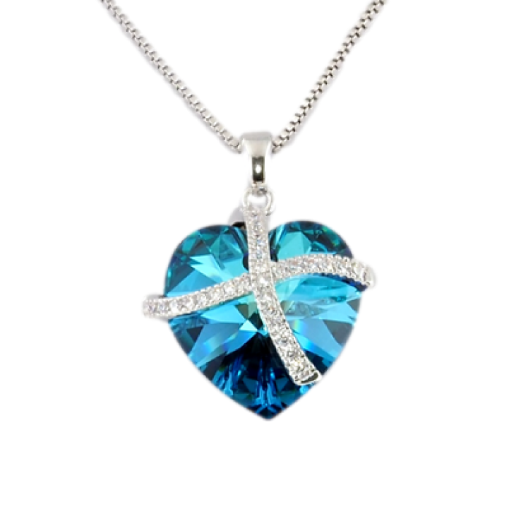 Кулон Xuping колір Родій із кристалами Swarovski на ланцюжку Серце кристал Oceanblue довжина 38-43см х 1мм фото №18 Кулон Xuping колір Родій із кристалами Swarovski на ланцюжку Серце кристал Oceanblue довжина 38-43см х 1мм фото №18