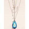 Кулон Xuping колір Родій із кристалами Swarovski на ланцюжку Кристал Oceanblue довжина 40.5-45.5см х 1мм фото №4