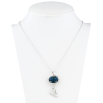 Кулон Xuping колір Родій із кристалами Swarovski на ланцюжку Котик із кристалом Montana довжина 40-45см х 1мм фото №2 Кулон Xuping колір Родій із кристалами Swarovski на ланцюжку Котик із кристалом Montana довжина 40-45см х 1мм фото №2