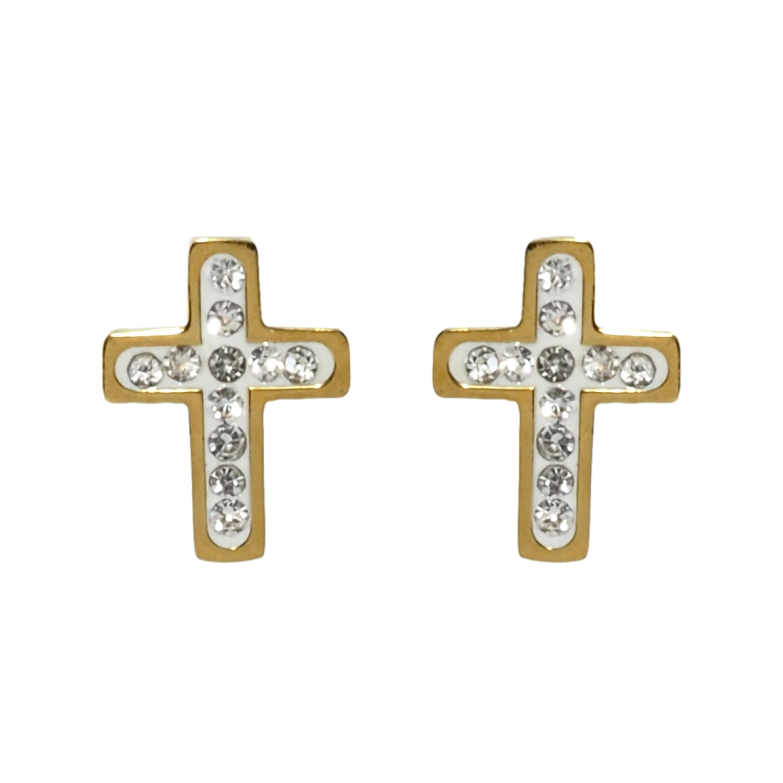 Сережки Xuping TTM Stainless Steel колір 14K пусети Хрестики з цирконієм фото №4 Сережки Xuping TTM Stainless Steel колір 14K пусети Хрестики з цирконієм фото №4