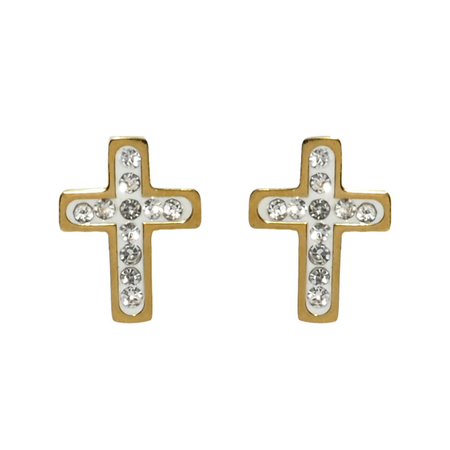 Сережки Xuping TTM Stainless Steel колір 14K пусети Хрестики з цирконієм фото №1 Сережки Xuping TTM Stainless Steel колір 14K пусети Хрестики з цирконієм фото №1