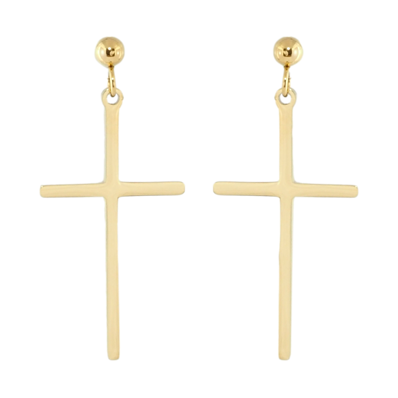 Сережки Xuping TTM Stainless Steel колір 14K пусети Хрестики фото №3 Сережки Xuping TTM Stainless Steel колір 14K пусети Хрестики фото №3