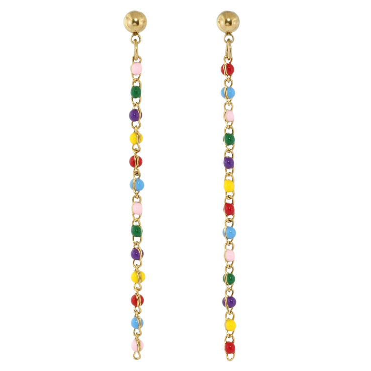 Серьги Xuping TTM Stainless Steel цвет 14K пусеты Декоративные подвески с разноцветными бусинами фото №14