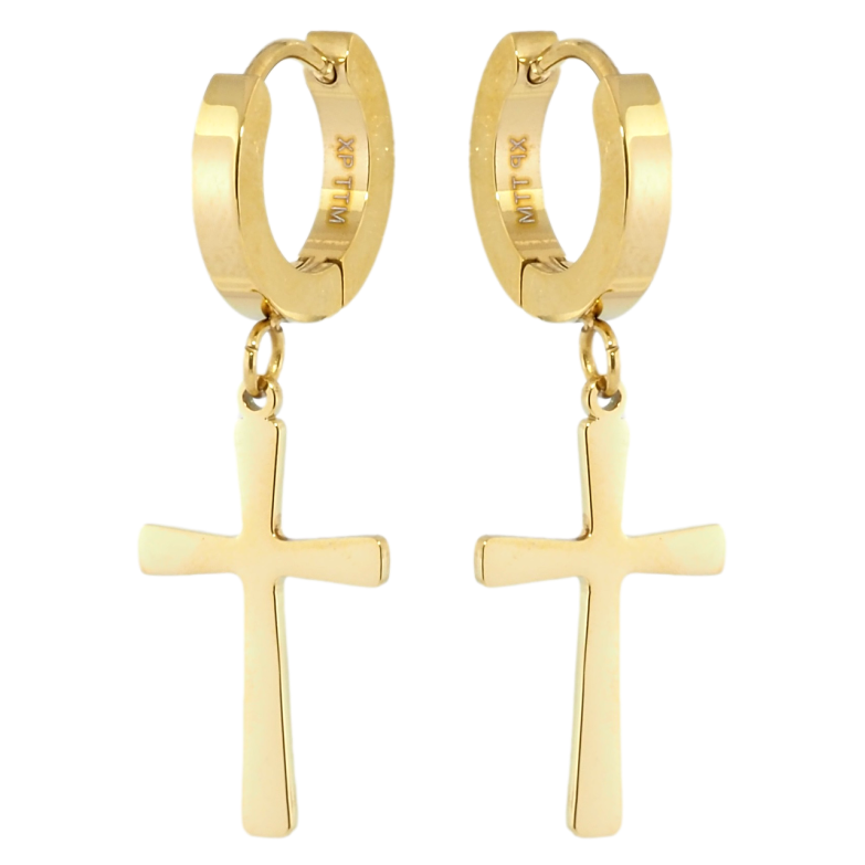 Сережки Xuping TTM Stainless Steel колір 14K підвіски на колечках Хрестики фото №4 Сережки Xuping TTM Stainless Steel колір 14K підвіски на колечках Хрестики фото №4