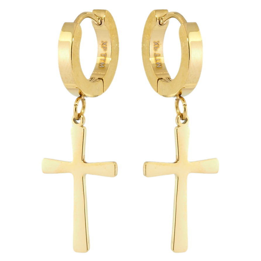 Серьги Xuping TTM Stainless Steel цвет 14K подвески на колечках Крестики фото №1 Серьги Xuping TTM Stainless Steel цвет 14K подвески на колечках Крестики фото №1
