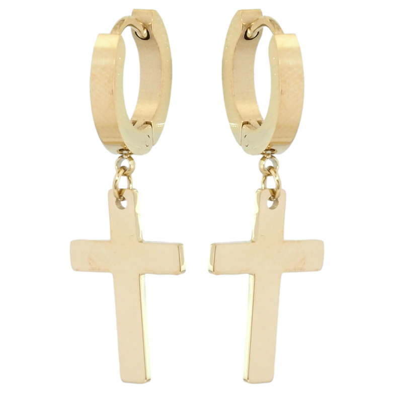 Сережки Xuping TTM Stainless Steel колір 14K підвіски на колечках Хрестики фото №10 Сережки Xuping TTM Stainless Steel колір 14K підвіски на колечках Хрестики фото №10