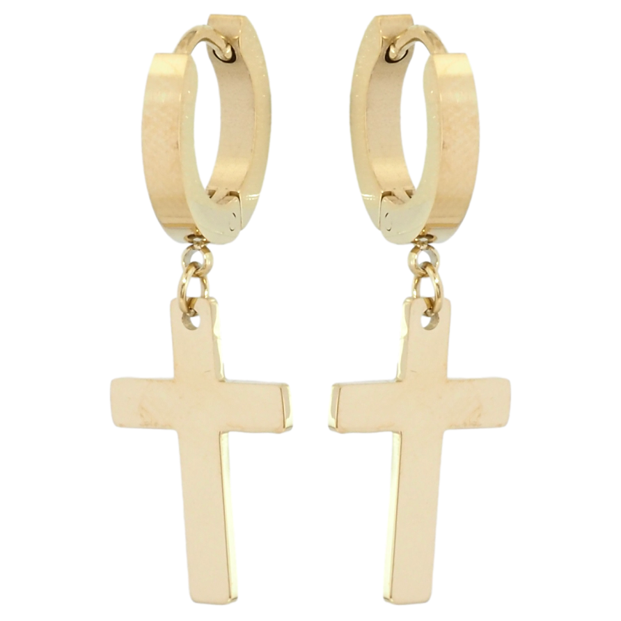Серьги Xuping TTM Stainless Steel цвет 14K подвески на колечках Крестики фото №1 Серьги Xuping TTM Stainless Steel цвет 14K подвески на колечках Крестики фото №1