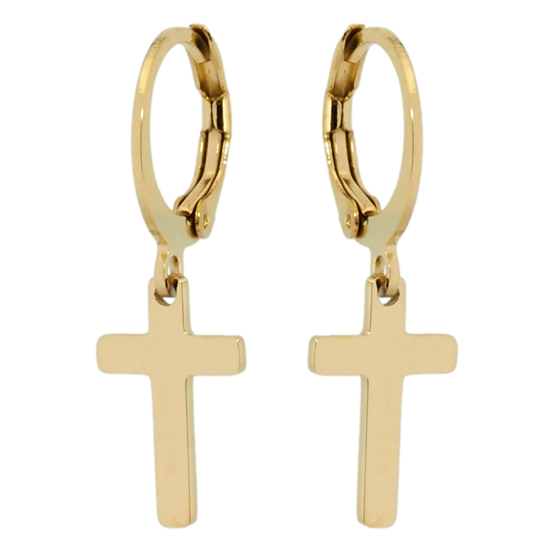 Сережки Xuping TTM Stainless Steel колір 14K підвіски на колечках Хрестики фото №9 Сережки Xuping TTM Stainless Steel колір 14K підвіски на колечках Хрестики фото №9