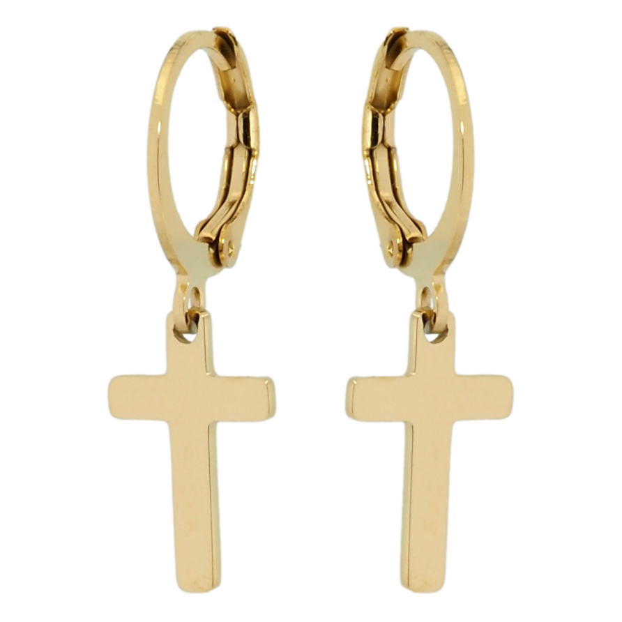 Серьги Xuping TTM Stainless Steel цвет 14K подвески на колечках Крестики фото №1 Серьги Xuping TTM Stainless Steel цвет 14K подвески на колечках Крестики фото №1