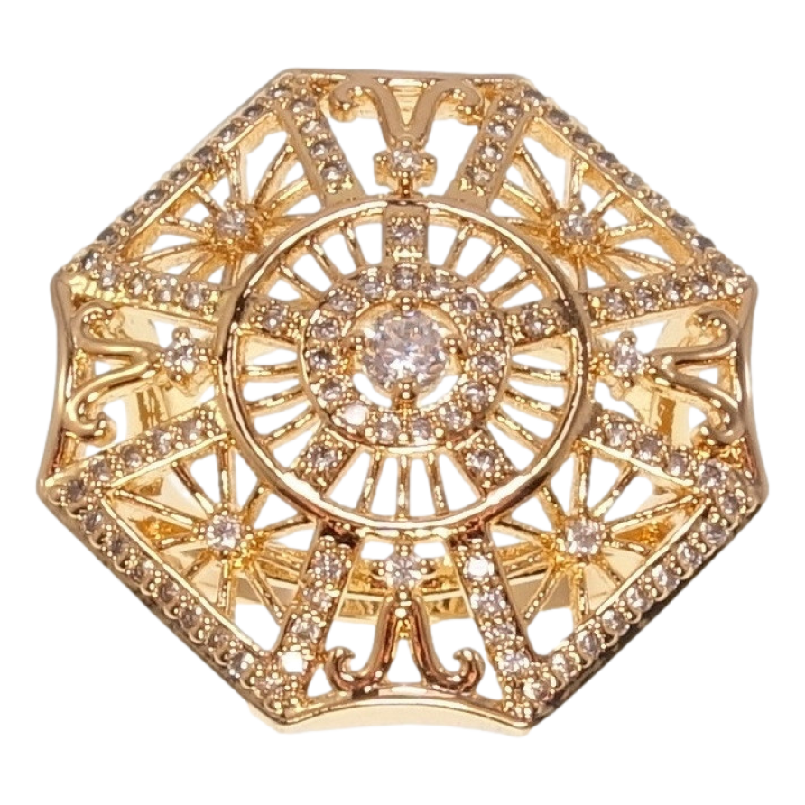 Кольцо Xuping Позолота 18K Восьмигранный Купол Декоративный Узор с Инкрустацией Цирконий фото №1 Кольцо Xuping Позолота 18K Восьмигранный Купол Декоративный Узор с Инкрустацией Цирконий фото №1