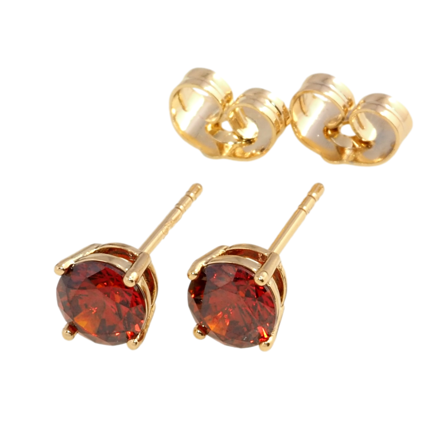 Серьги Xuping Позолота 18K пусеты Красные фианиты в 4-х крапановой оправе ø 6мм фото №1 Серьги Xuping Позолота 18K пусеты Красные фианиты в 4-х крапановой оправе ø 6мм фото №1