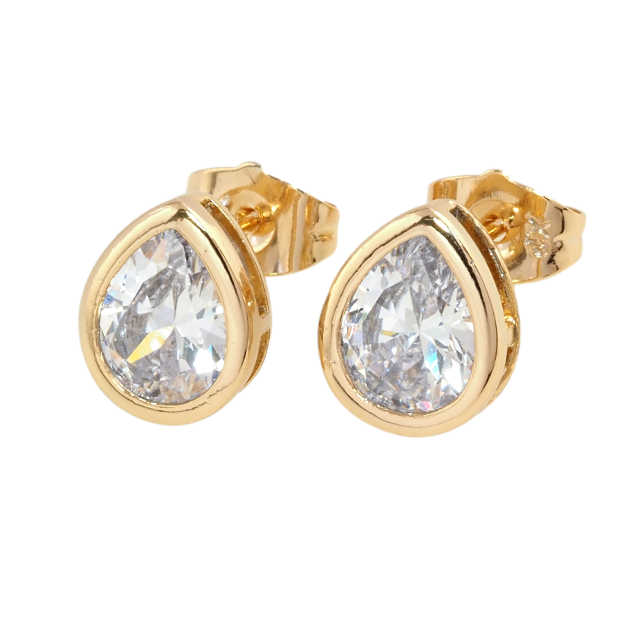 Серьги Xuping Позолота 18K пусеты Кристальные капельки фото №1