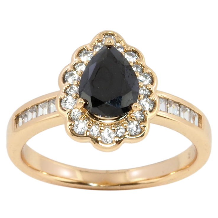 Каблучка Xuping Позолота 18K Чорна кристальна крапелька в обрамленні цирконію фото №19 Каблучка Xuping Позолота 18K Чорна кристальна крапелька в обрамленні цирконію фото №19