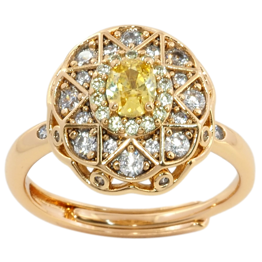 Кольцо Xuping Позолота 18K Цветочный узор с цирконием и желтым фианитом фото №1 Кольцо Xuping Позолота 18K Цветочный узор с цирконием и желтым фианитом фото №1
