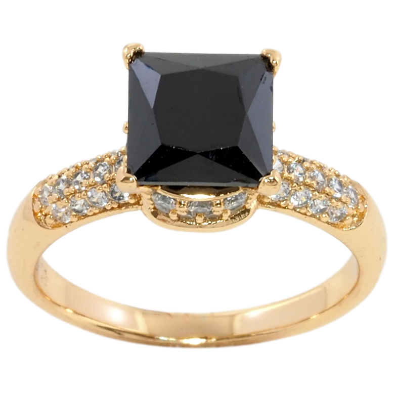 Кольцо Xuping Позолота 18K Черный фианит на шинке с цирконием фото №1 Кольцо Xuping Позолота 18K Черный фианит на шинке с цирконием фото №1