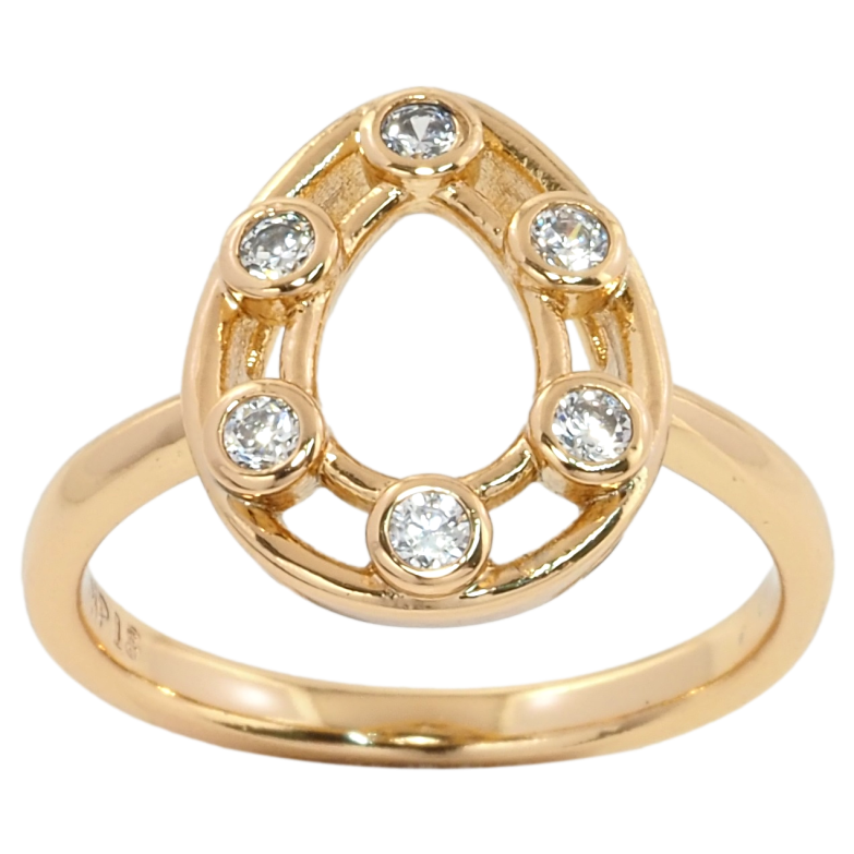 Каблучка Xuping Позолота 18K Крапелька із вставками цирконію фото №1 Каблучка Xuping Позолота 18K Крапелька із вставками цирконію фото №1