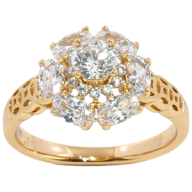 Каблучка Xuping Позолота 18K Кристальна квітка фото №14
