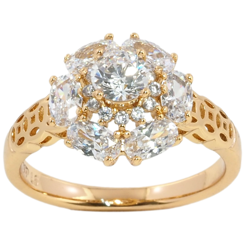 Каблучка Xuping Позолота 18K Кристальна квітка фото №3 Каблучка Xuping Позолота 18K Кристальна квітка фото №3