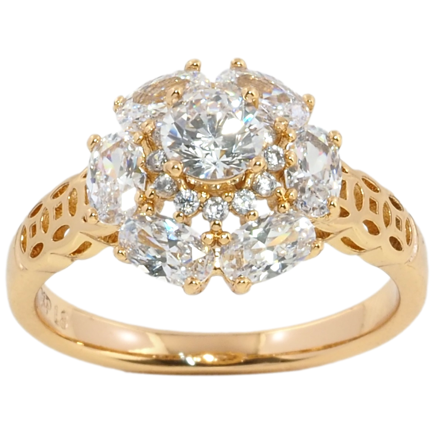 Каблучка Xuping Позолота 18K Кристальна квітка фото №1 Каблучка Xuping Позолота 18K Кристальна квітка фото №1